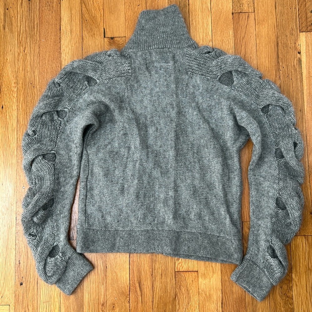 Maison Martin Margiela MM6 Zip Up Cardigan Gray Sleeve Cutouts NWT Size Small - Picture 7 of 7